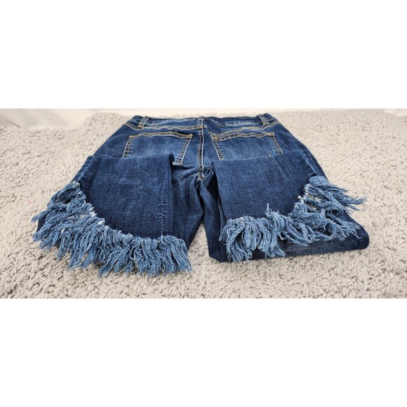 INC International Concepts Womens Jeans Cropped Fringe Straight Mid Rise Blue 4 - Picture 8 of 16
